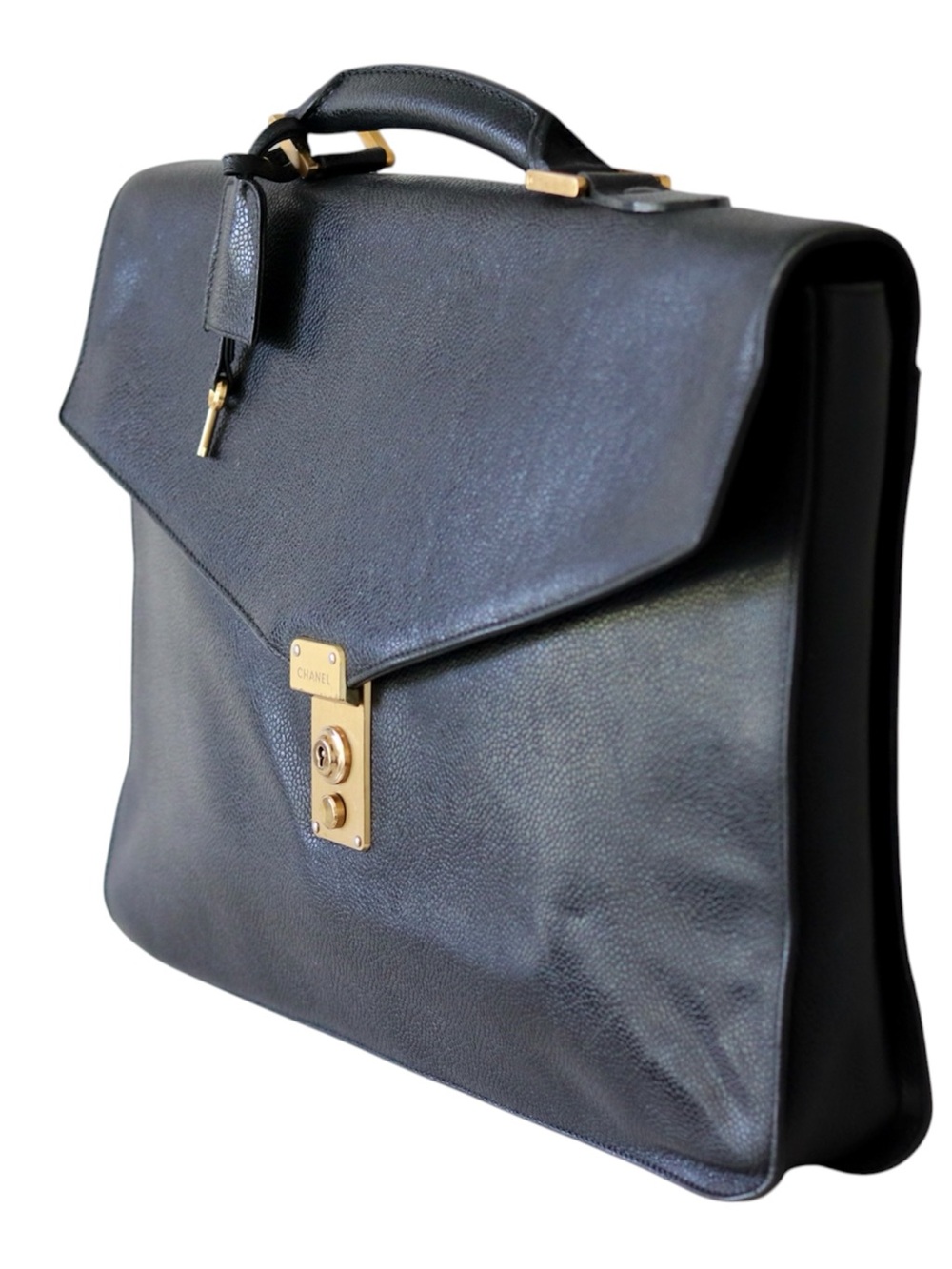 Chanel Vintage Caviar Executive Portfolio Bag with Gold Hardware